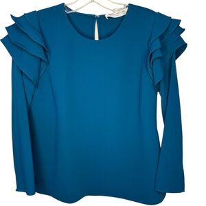 Amanda Uprichard Blue Ruffle Sleeve Margaret Blouse XS
